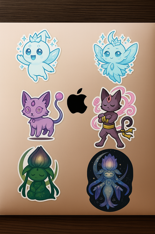 Lot de 6 Stickers Bestimon – Créatures Kawaii & Mystiques